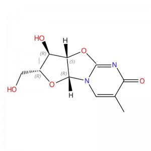 C10H12N2O5 6H-Furo[2′,3′:4,5]oxazolo[3,2-a]pyrimidin-6-one, 2,3,3a,9a-tetrah ydro-3-hydroxy-2-(hydroxymethyl)-7-methyl-, (2R,3 R,3aS,9aR)- (9CI, ACI)