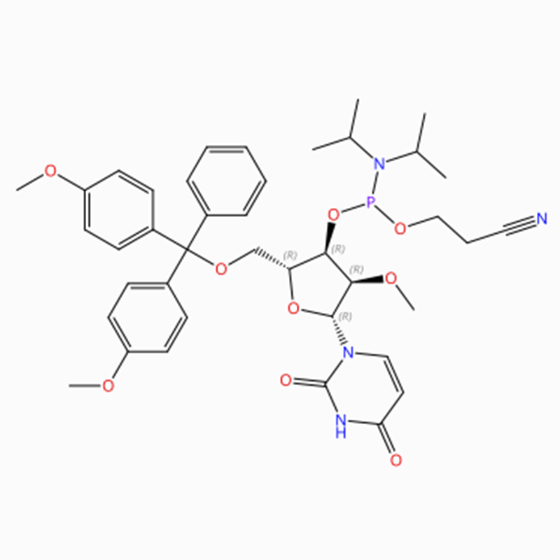 C40H49N4O9P Uridin, 5'-O- [bis(4-metoxýfenýl)fenýlmetýl]-2'-O-metýl-, 3' – [2-sýanóetýl N,N-bis(1-metýletýl)fosfóramíðít] (ACI)