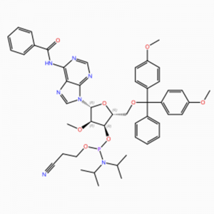 C48H54N7O8P Adenosin, N-benzoyl-5′-O- [bis(4-metoksyfenyl)fenylmetyl]-2′ – O-metyl-, 3′ – [2-cyanoetyl N,N-bis(1-metyletyl)fosforamiditt] (ACI)