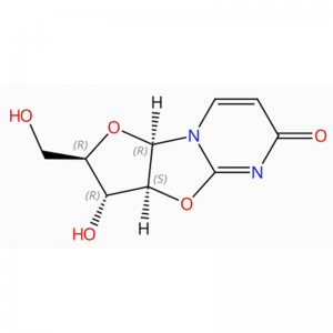 C9H10N2O5 6H-Furo[2',3':4,5]oxazolo[3,2-a]pyrimidin-6-one, 2,3,3a,9a-tetrah ydro-3-hydroxy-2-(hydroxymethyl)- , (2R,3 R,3aS,9aR)- (9CI, ACI)